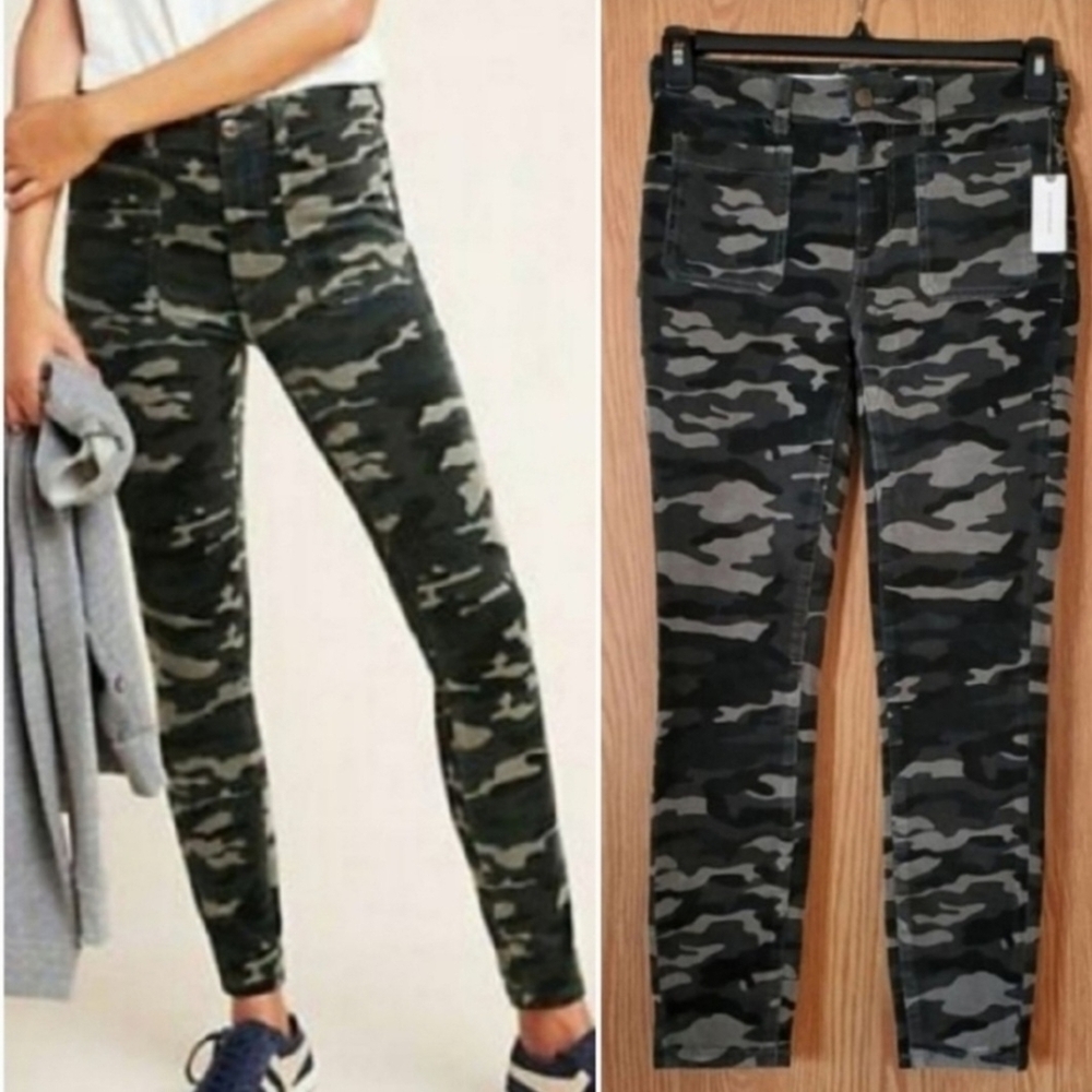 Pilcro And The Letterpress High Rise Skinny Ankle, Camo Corduroy Size 26